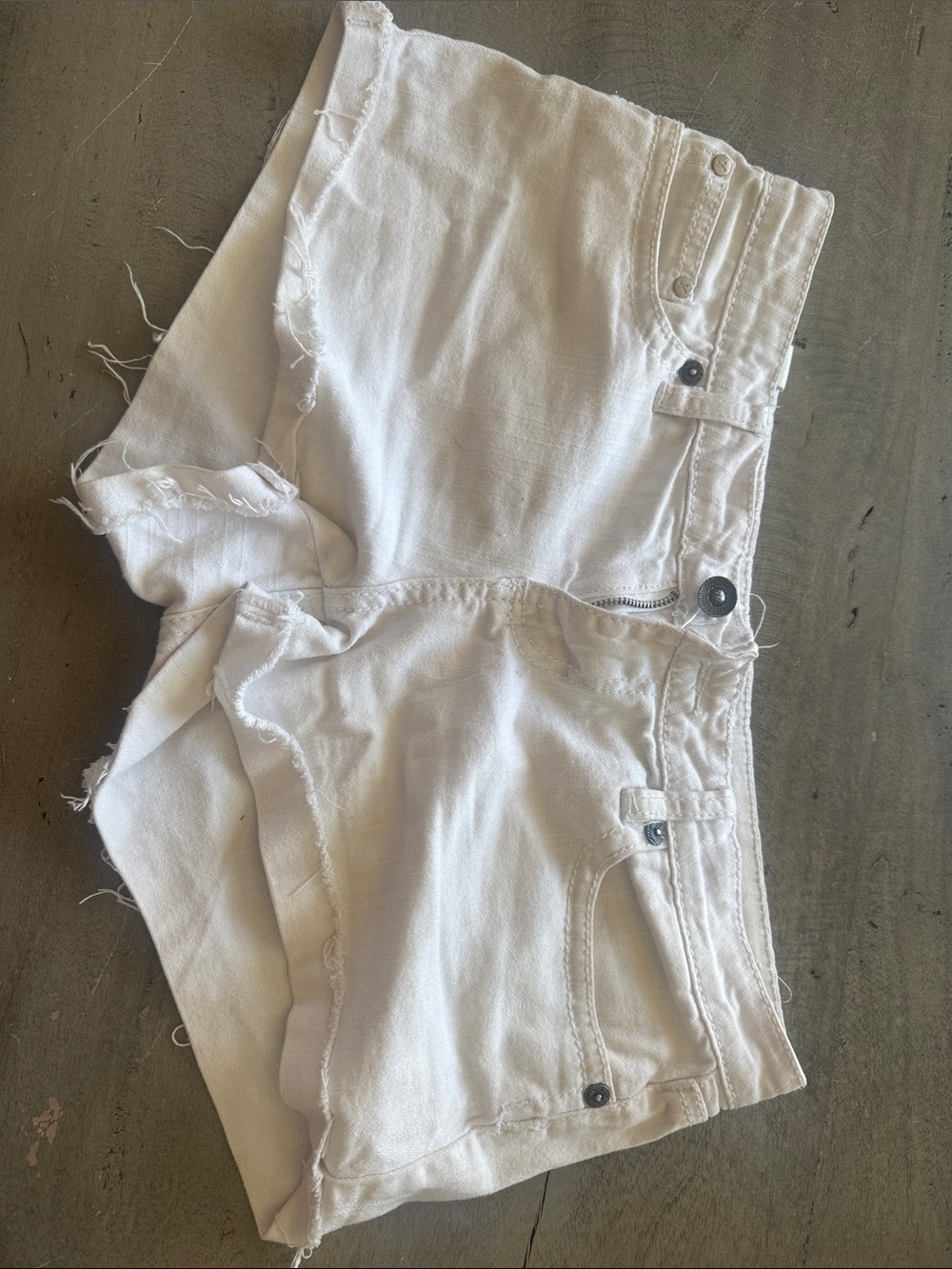 YMI White Denim Frayed Cutoff Shorts